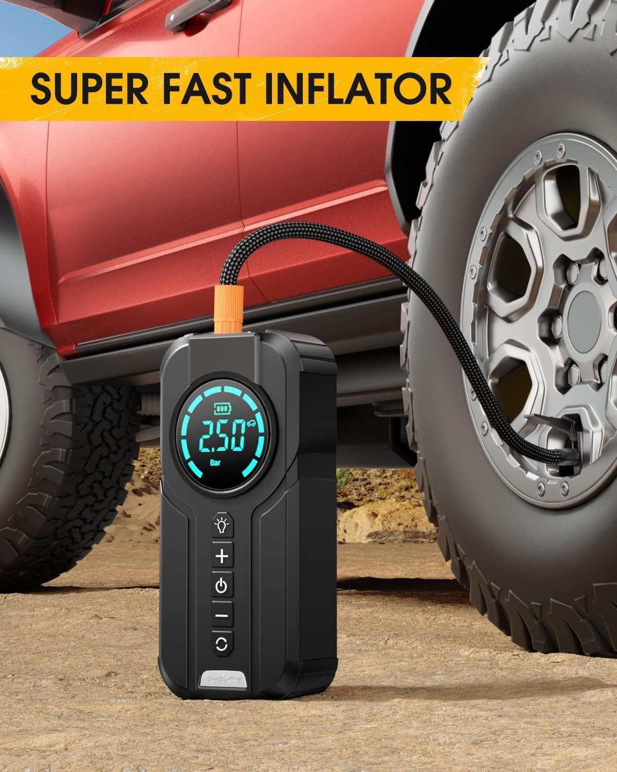 Ride Essentials™ 4 In 1 Car Jump Starter with Air Compressor