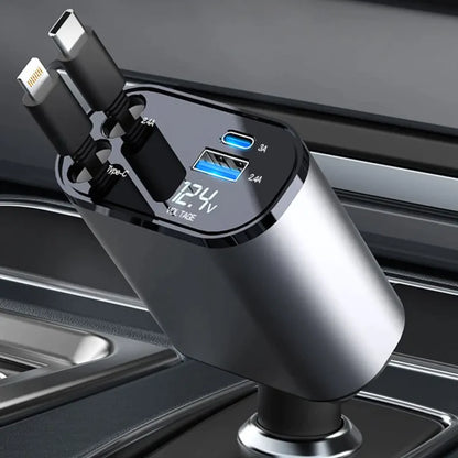 4 In 1 Fast Retractable Car Charger