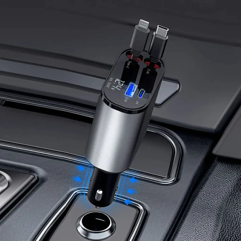 4 In 1 Fast Retractable Car Charger