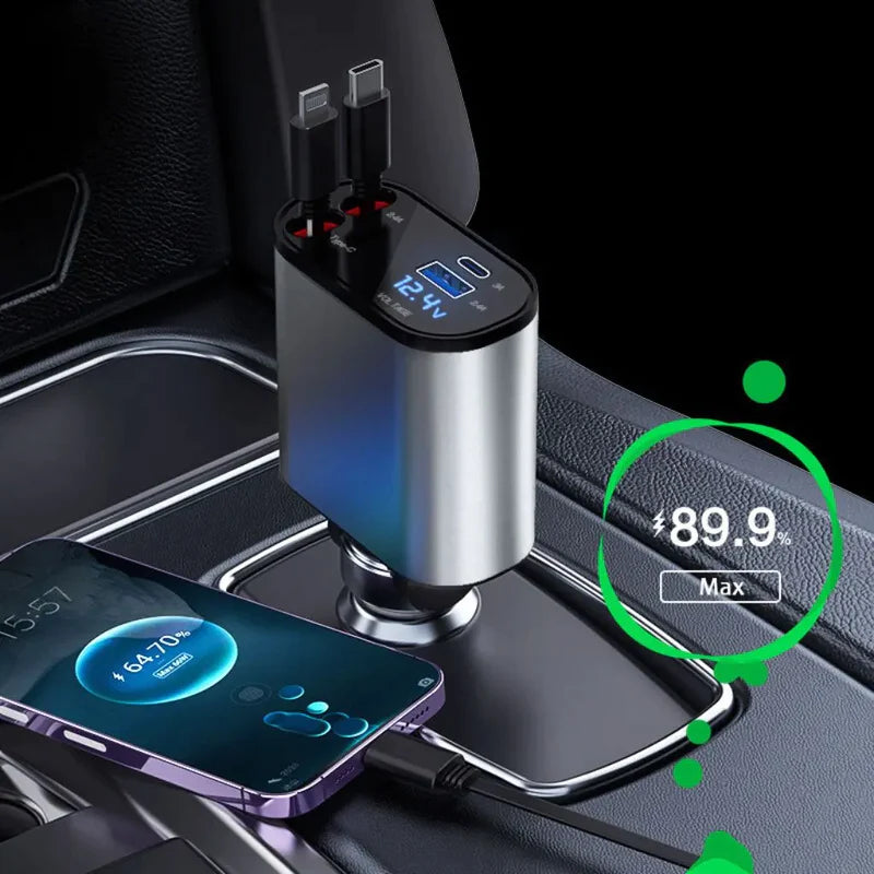 4 In 1 Fast Retractable Car Charger